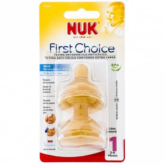 Nuk Tetina Latex Boca Ancha Orificio Leche 0m+ 2