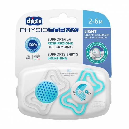 CHICCO CHUPE SILICONA ORTODONTICO AZUL 2-6 M 2U