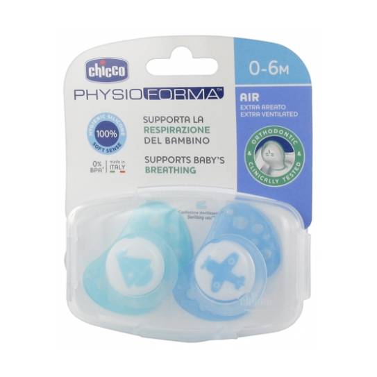 CHICCO CHUPETE SILICONA PHYSIO AIR 0-6 M+ AZUL 2