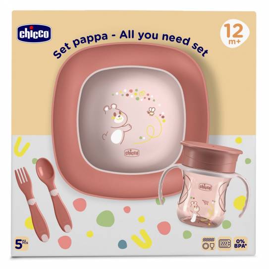 CHICCO SET DE COMIDA ROSA 12M+